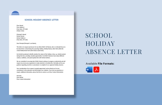 School Holiday Absence Letter