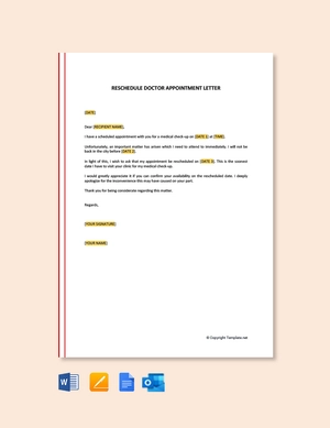 Reschedule Doctor Appointment Letter
