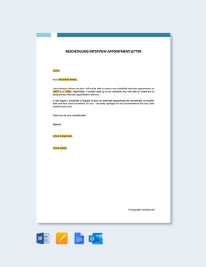 Reschedule Interview Appointment Letter