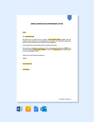 Simple Contractor Appointment Letter