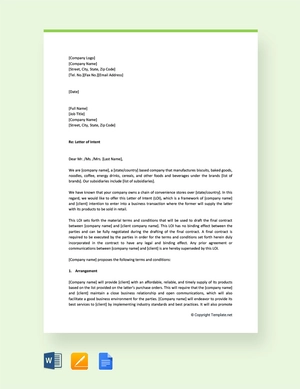 Letter of Intent to Do Business with the Company Letter of Intent to Do Business with the Company