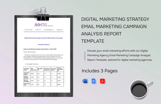 Digital Marketing Agency Email Marketing Campaign Analysis Report Template