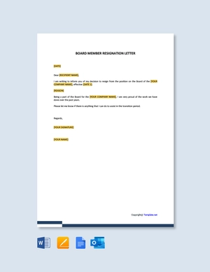 Board Member Resignation Letter