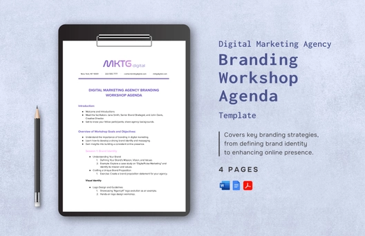 Digital Marketing Agency Branding Workshop Agenda Template Digital Marketing Agency Branding Workshop Agenda Template