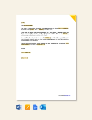 Church Resignation Letter