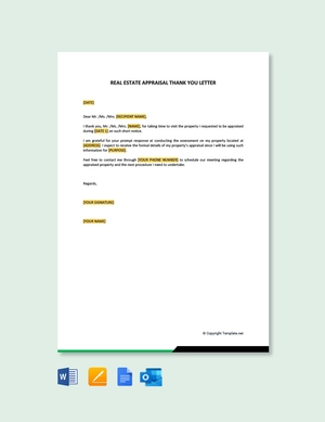 Real Estate Appraisal Thank You Letter