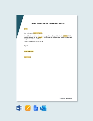 Thank You Letter For Gift From Company