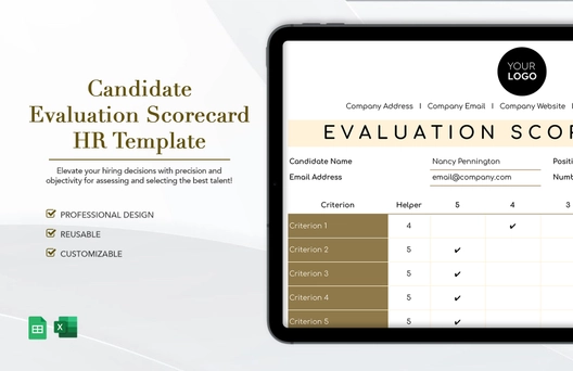 Candidate Evaluation Scorecard HR Template