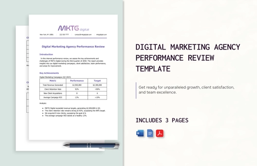 Digital Marketing Agency Performance Review Template
