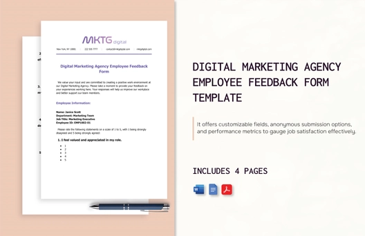 Digital Marketing Agency Employee Feedback Form Template