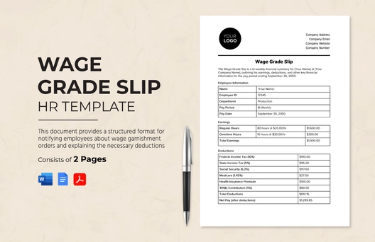 Wage Grade Slip HR Template