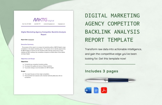 Digital Marketing Agency Competitor Backlink Analysis Report Template