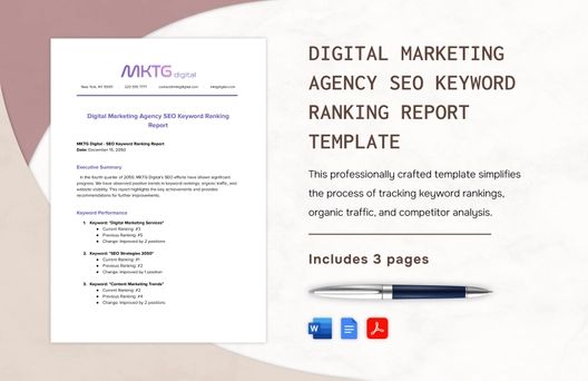 Digital Marketing Agency SEO Keyword Ranking Report Template Digital Marketing Agency SEO Keyword Ranking Report Template