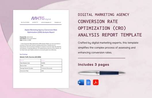 Digital Marketing Agency Conversion Rate Optimization (CRO) Analysis Report Template