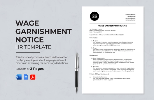 Wage Garnishment Notice HR Template