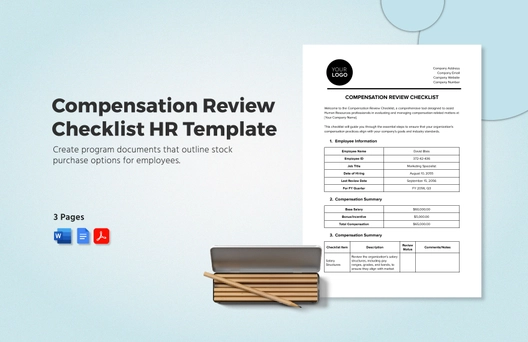 Compensation Review Checklist HR Template