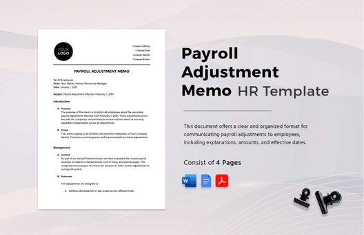 Payroll Adjustment Memo HR Template Payroll Adjustment Memo HR Template