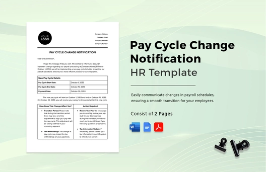 Pay Cycle Change Notification HR Template