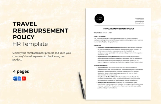 Travel Reimbursement Policy HR Template
