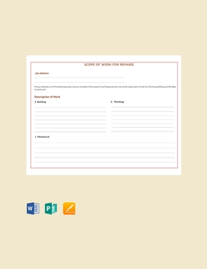 Scope of Work for Repairs Template