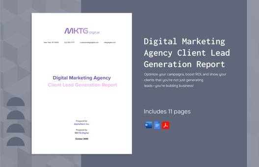 Digital Marketing Agency Client Lead Generation Report Template