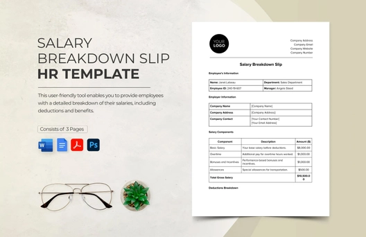 Salary Breakdown Slip HR Template