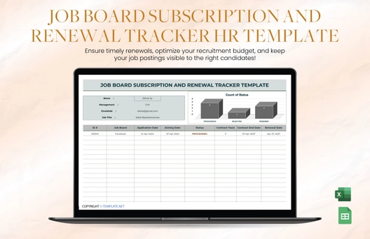 Job Board Subscription and Renewal Tracker HR Template