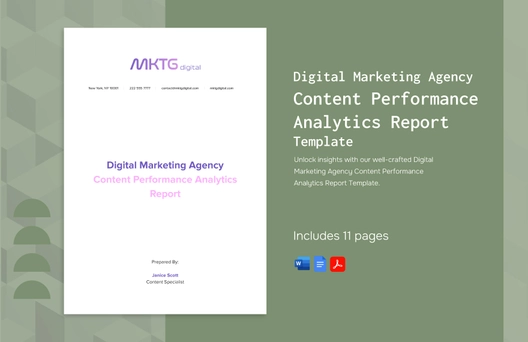Digital Marketing Agency Content Performance Analytics Report Template Digital Marketing Agency Content Performance Analytics Report Template