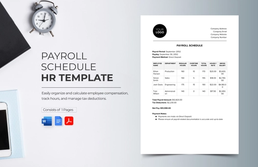 Payroll Schedule HR Template Payroll Schedule HR Template