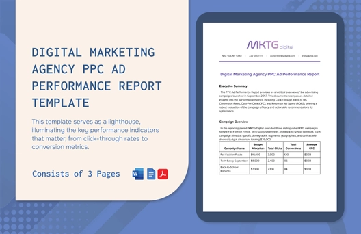 Digital Marketing Agency PPC Ad Performance Report Template Digital Marketing Agency PPC Ad Performance Report Template