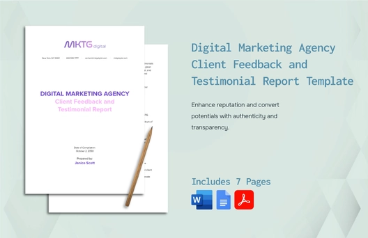 Digital Marketing Agency Client Feedback and Testimonial Report Template