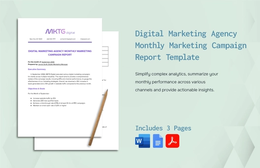 Digital Marketing Agency Monthly Marketing Campaign Report Template