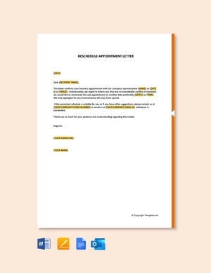 Reschedule Appointment Letter Reschedule Appointment Letter