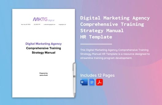 Digital Marketing Agency Comprehensive Training Strategy Manual HR Template