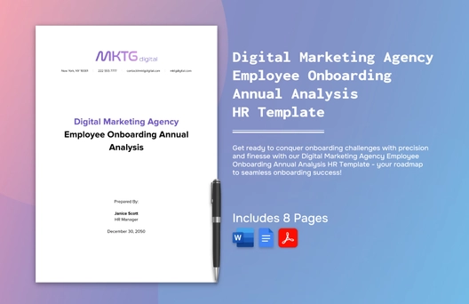 Digital Marketing Agency Employee Onboarding Annual Analysis HR Template