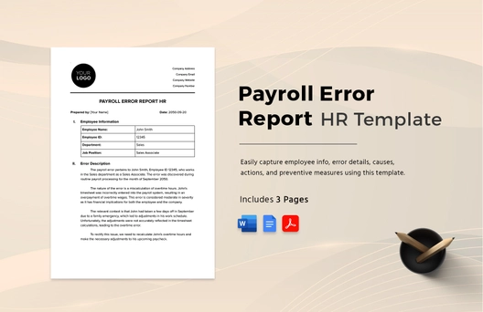 Payroll Error Report HR Template