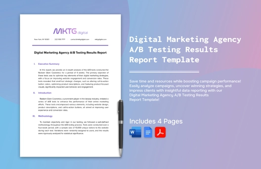 Digital Marketing Agency A/B Testing Results Report Template