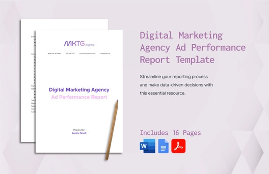 Digital Marketing Agency Ad Performance Report Template Digital Marketing Agency Ad Performance Report Template