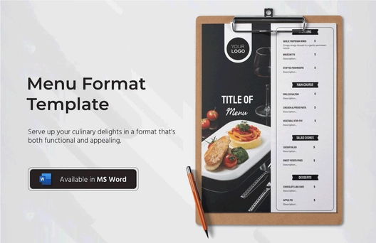 Menu Format Template