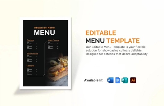 Editable Menu Template