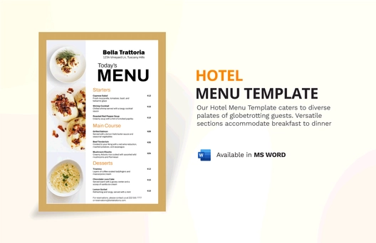 Hotel Menu Template