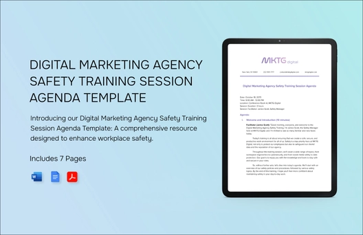 Digital Marketing Agency Safety Training Session Agenda Template Digital Marketing Agency Safety Training Session Agenda Template