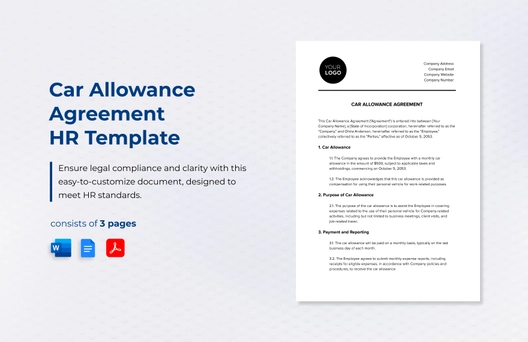 Car Allowance Agreement HR Template Car Allowance Agreement HR Template
