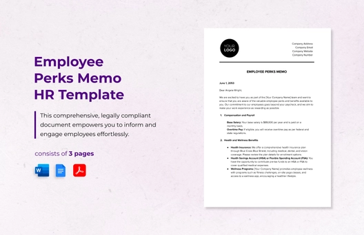 Employee Perks Memo HR Template