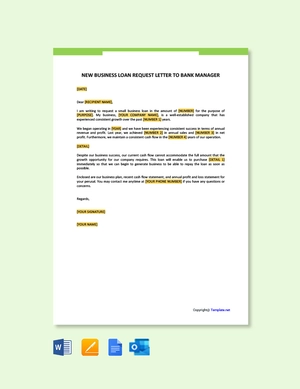 New Business Loan Request Letter To Bank Manager
