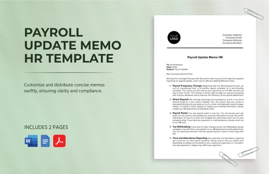 Payroll Update Memo HR Template