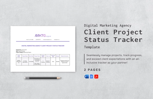 Digital Marketing Agency Client Project Status Tracker Template