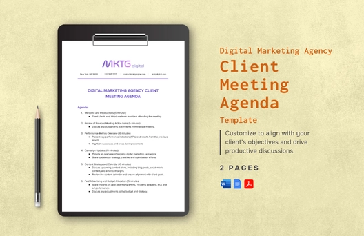 Digital Marketing Agency Client Meeting Agenda Template Digital Marketing Agency Client Meeting Agenda Template