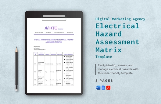 Digital Marketing Agency Electrical Hazard Assessment Matrix Template