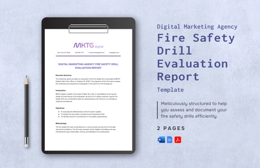 Digital Marketing Agency Fire Safety Drill Evaluation Report Template